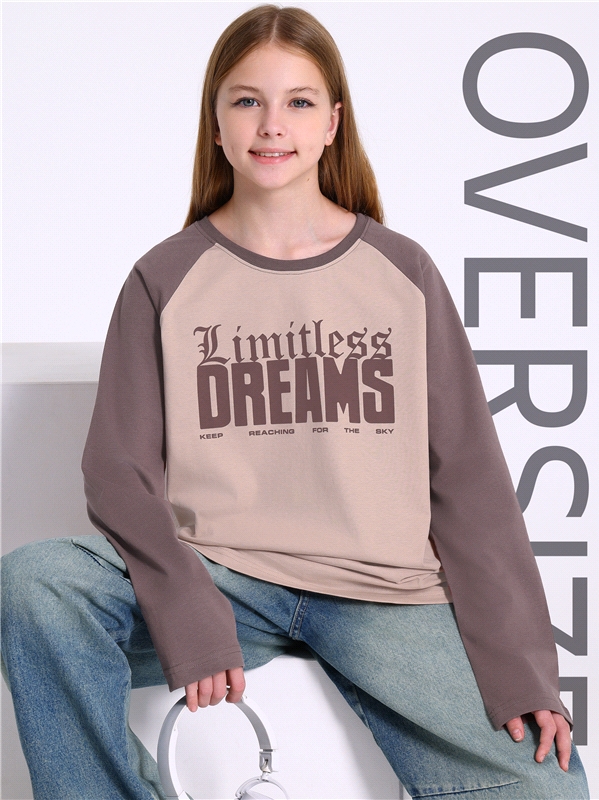 лонгслив 1ДДЛД4979001 бежевый143+светло-коричневый326 / - / Мечты / - / - / -